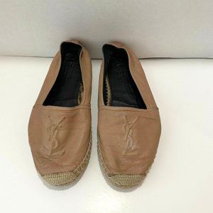 YSL Saint Laurent Beige Tan Leather Espadrilles 38